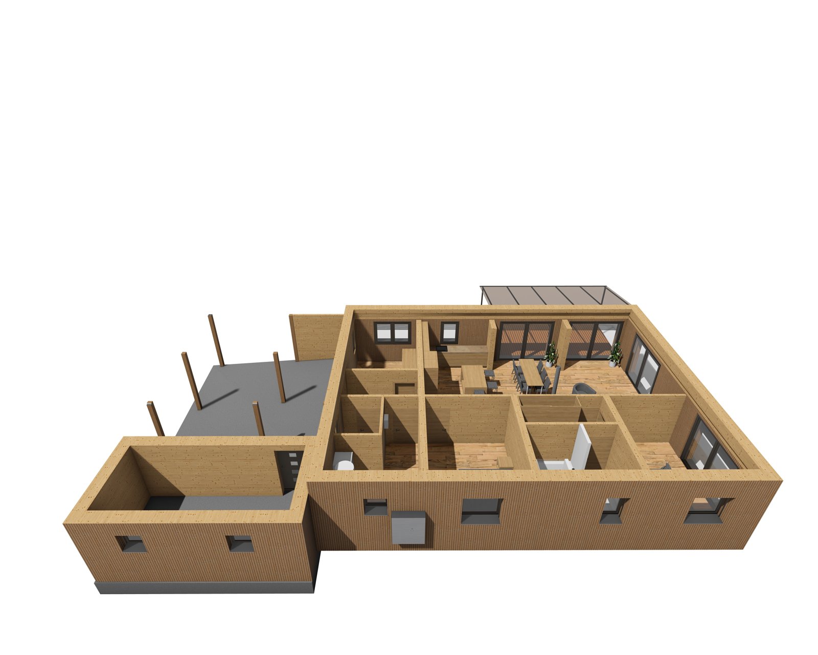 Vorschaubild 4 - Eingeschossiges Modulhaus mit Gründach – Machbarkeitsstudie mit Varianten